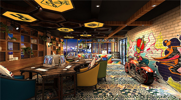 網(wǎng)咖裝修混搭風